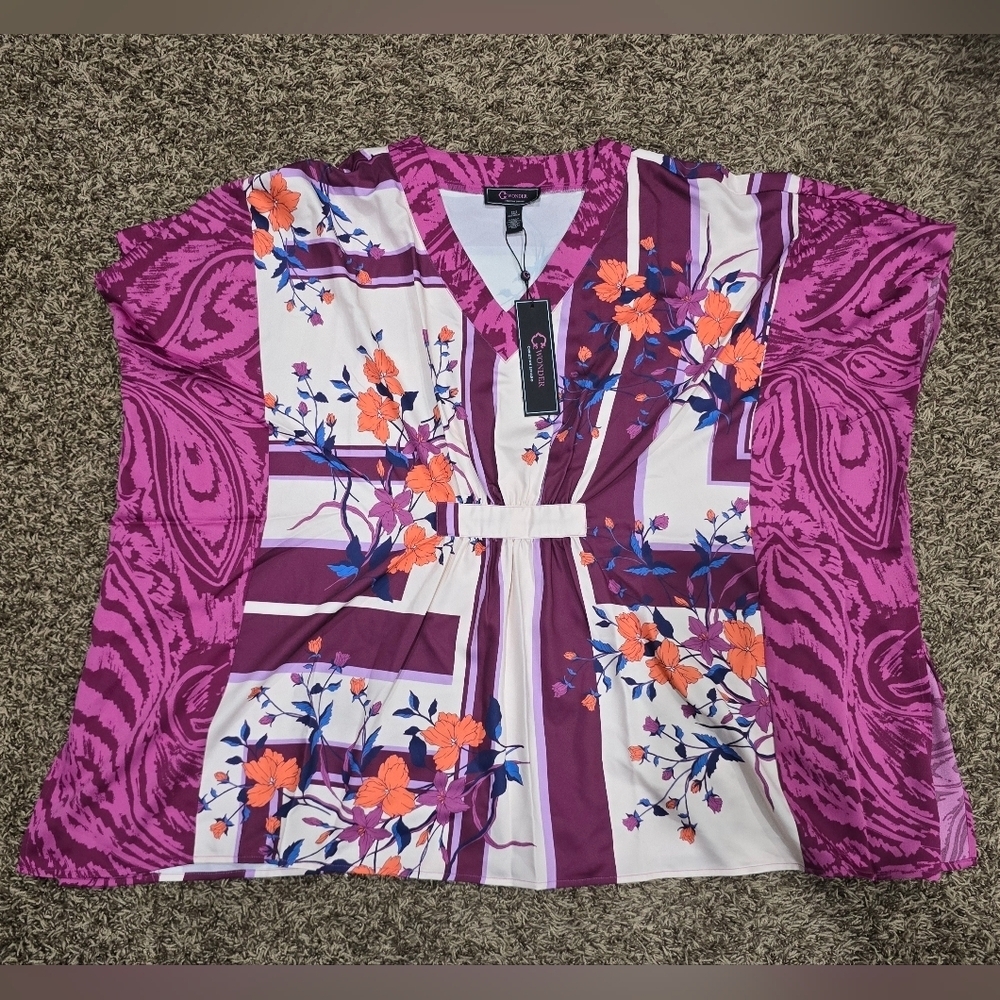 C Wonder Christian Siriano Floral Blouse Oversized Size XS